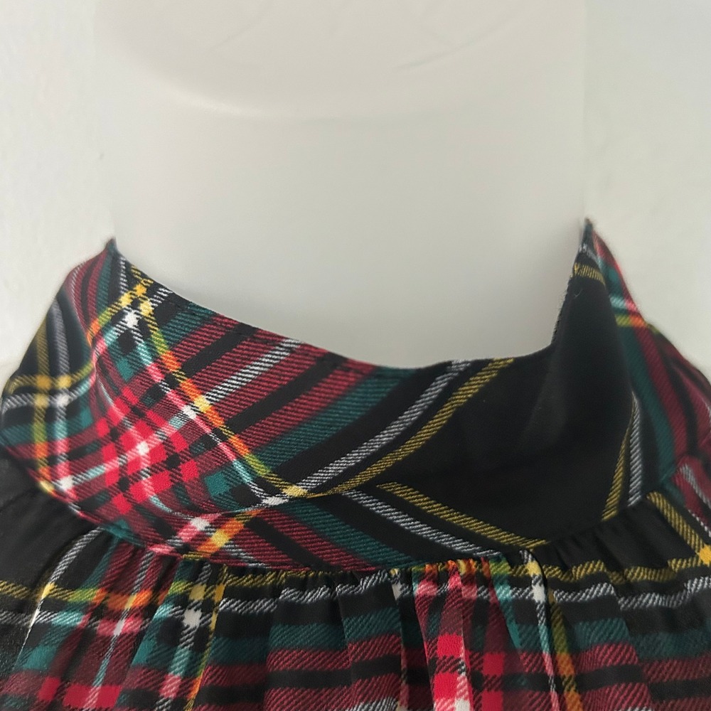 J.Crew Factory Plaid Sleeveless Tie Neck Tartan Dressy Blouse 4 Excellent - Picture 4 of 8